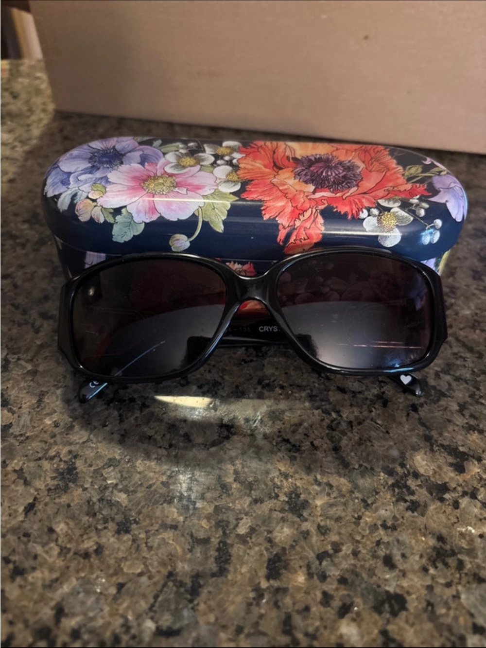 Brighton Black Women's Sunglasses with Floral Hard Case